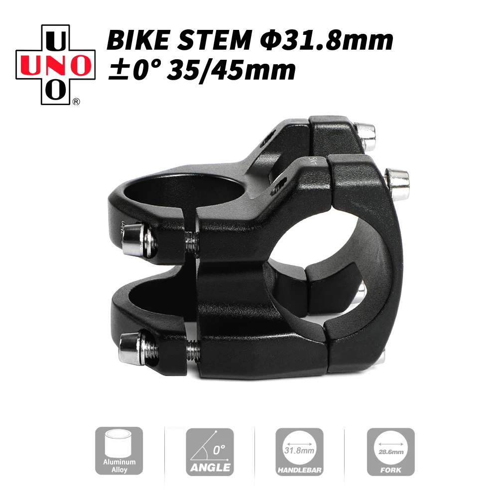 

UNO Stem MTB Power 0 Degree Bicycle Stem Mountain Bike Bar Riser Ultralight Stem 31.8 35-45mm Bicycle Accessories