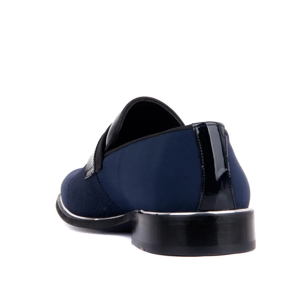 

Fosco-Navy Blue Satin Men 'S Classic Shoes