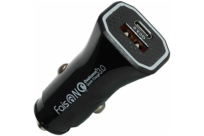 Блок питания автомобильный 1 USB Type-C FaisON A11 FASTER 3000mA пластик PD3.0 QC3.0 цвет: ч