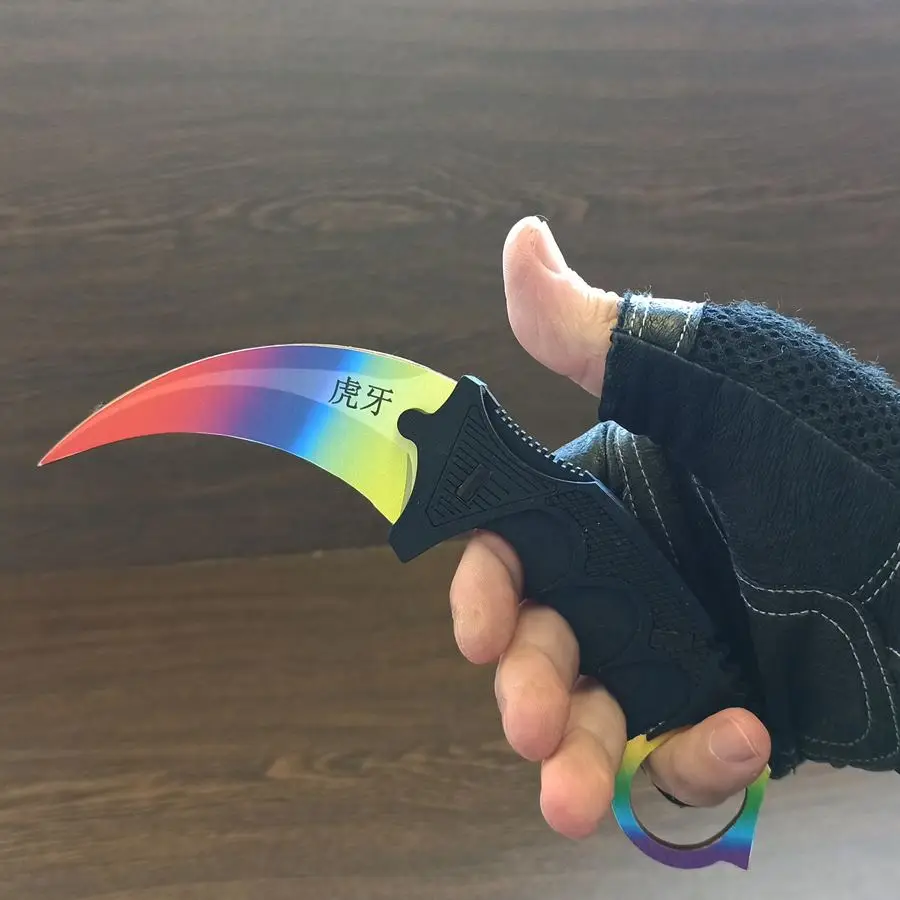 Нож karambit №3 CS:GO дерево фанера 1:1 собранный с наклейками|Образовательное