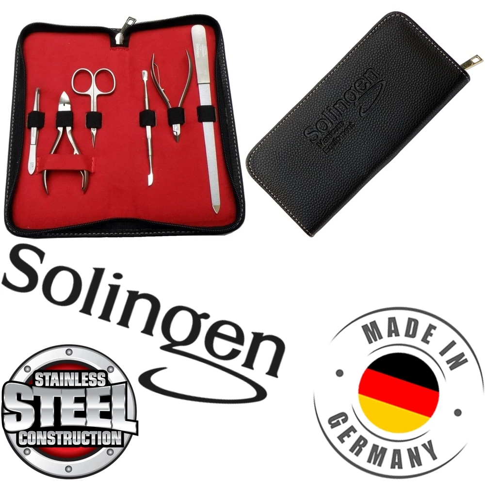 SOLINGEN Manicure Set Pedicure Sets Nail Clipper Stainless Steel Professional Nail Cutter Tools with Travel Case Kit