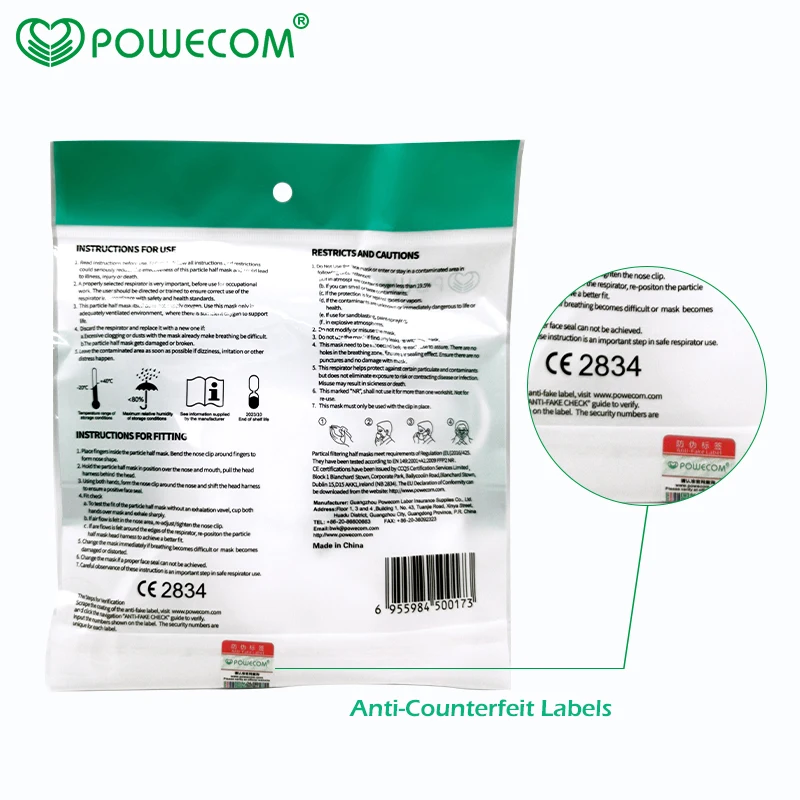 

CE Certified Face Mask FFP2 PM2.5 Mouth Mask Reusable 95% Filter Satey Mask Anti-Dust-proof Masks Rrespirator Breathable Mask