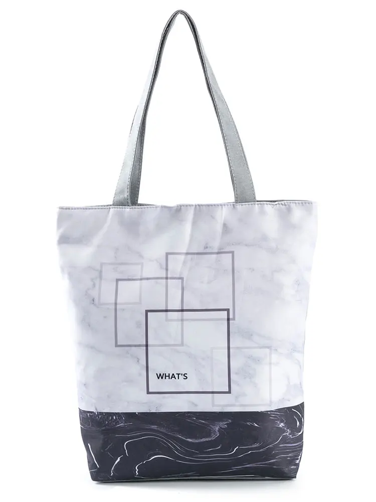 

Marbling Printed Handbags For Women With Zipper Shopping Bag Female Totebag Organizer Grocery Bags Outdoor Travel Accessories