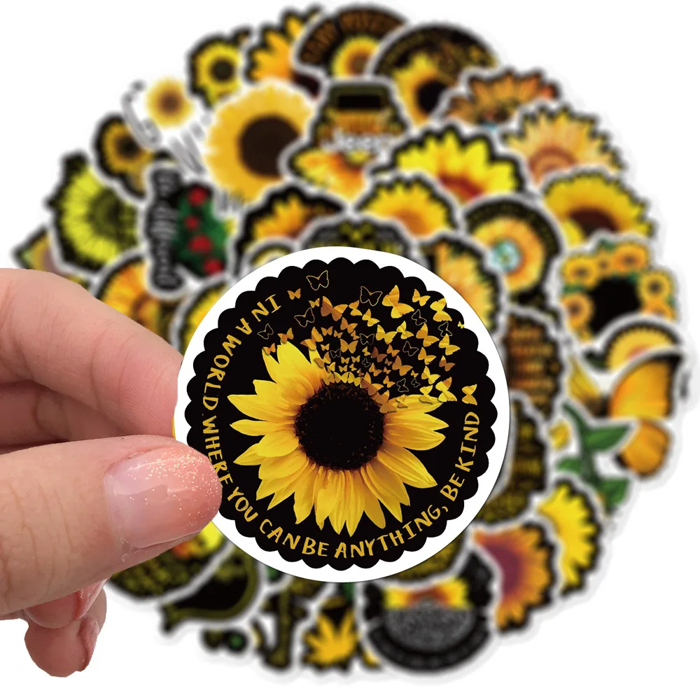 

50pcs Sunflower Vinyl Stickers Decals Waterproof Aesthetic Graffiti Sticker Pack Gifts for Kids Girls Skateboard Water Bottle