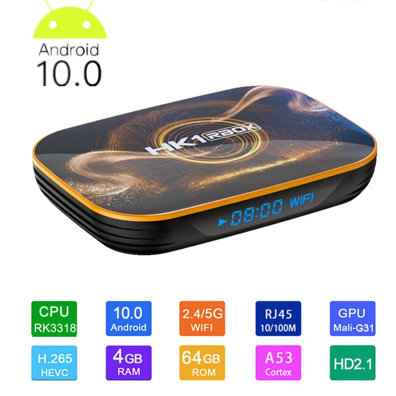 

HK1 RBOX Smart TV Box Android 10 4GB 64GB Rockchip RK3318 4K TVBOX Dual Wifi Google Play HK1 BOX Media Player
