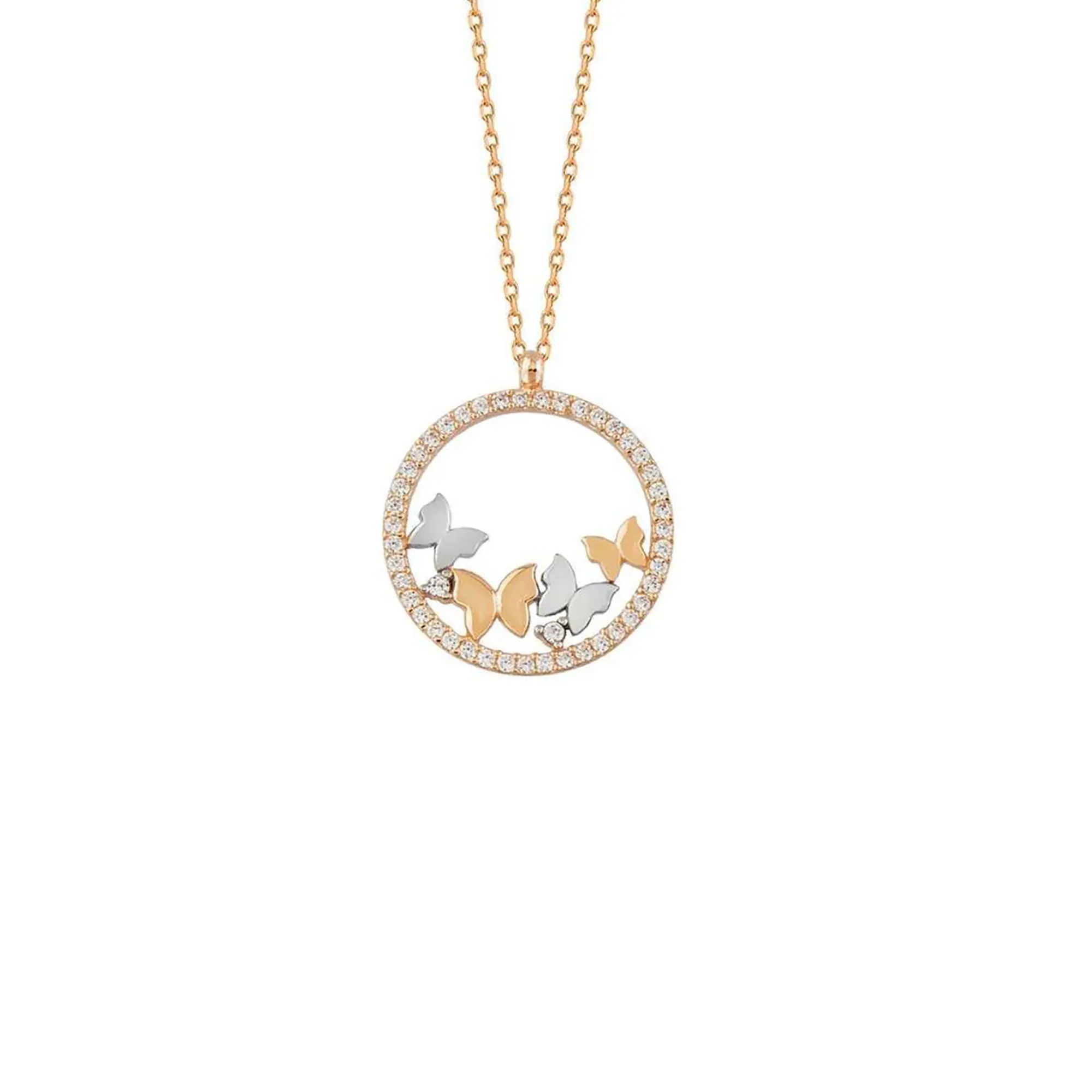 

Gold Dainty Initial Necklace 18K Gold Butterfly in Circle Pendant - Gift for Her - Mother's Day Gift - Birthday Gift