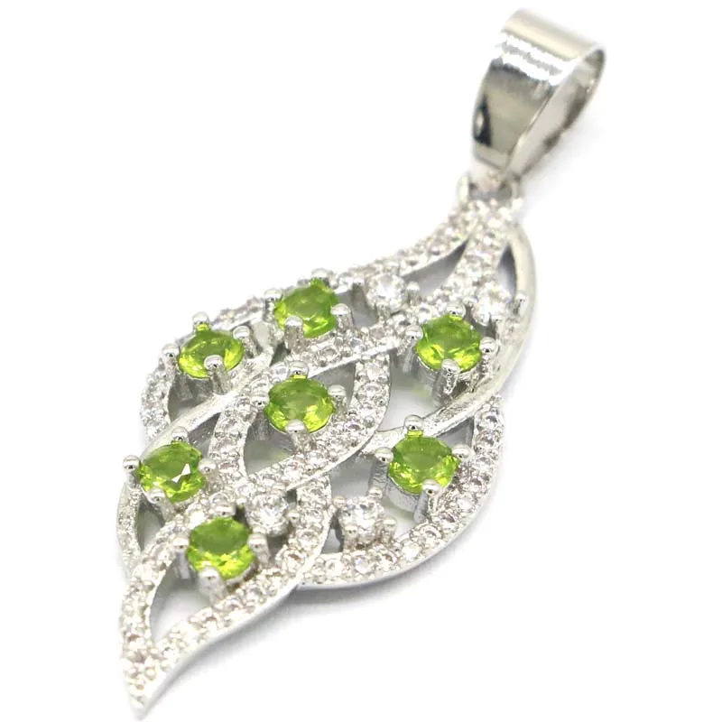 42x17mm SheCrown Beautiful Created Smokey Topaz Green Peridot cz Women Gift Silver Pendant Daily Wear | Украшения и аксессуары