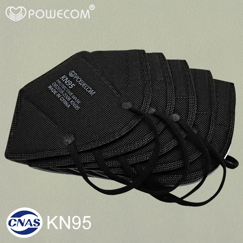

POWECOM KN95 Mouth Maskes Face Mask 5 Layers Black Filters Mouth Protective mouth muffle mask Dustproof Fabric Mascarillas
