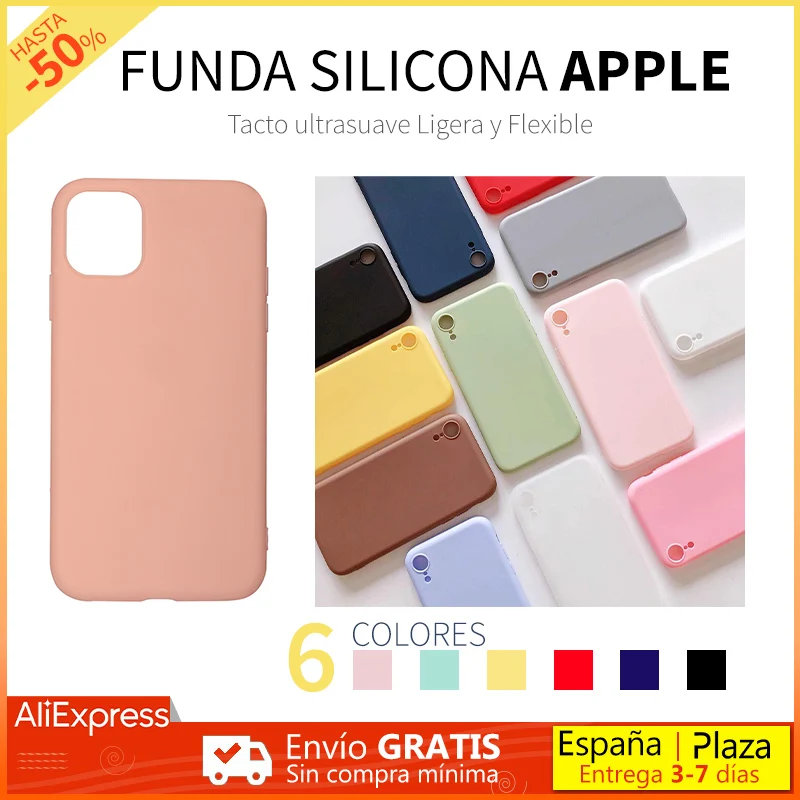 Ultra-thin silicone case Compatible with iPhone 12 11 Pro Max Mini Xs Max XR 7/8 Plus 6G / 6S Case Candy colors