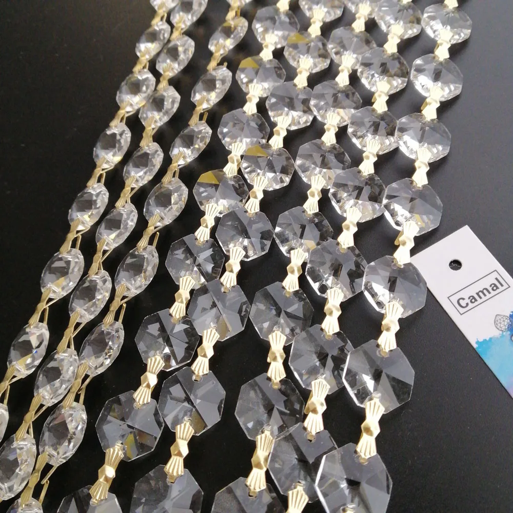 Прозрачная (Золотая Бабочка) гирлянда из кристаллов 100 см/фута 14 мм|Люстра