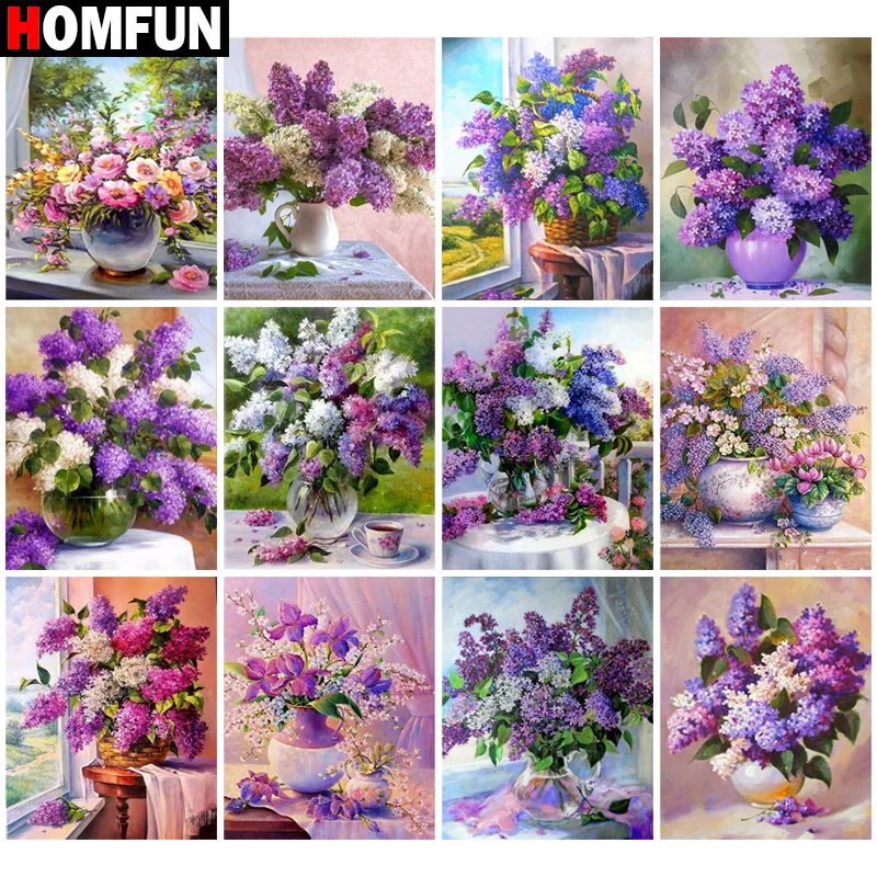 

Алмазная 5D Вышивка HOMFUN «цветы вазы», полноразмерная круглая/квадратная картина из страз «сделай сам», вышивка крестиком, домашний декор