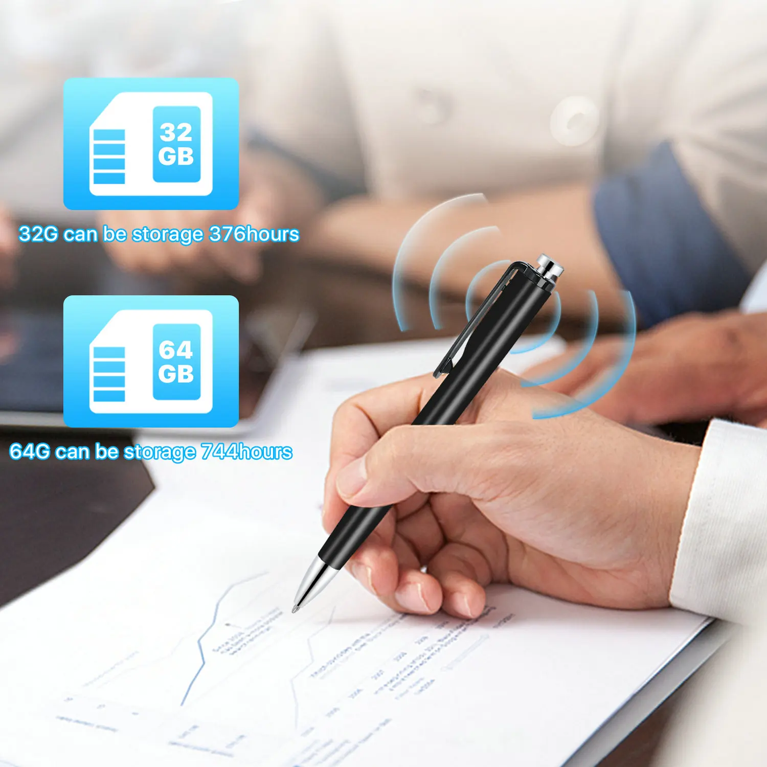 

Digital Voice Recording Pen Writing Audio Recorder 32G 64G 128GB Sound MP3 Player USB Drive Long Battery Life