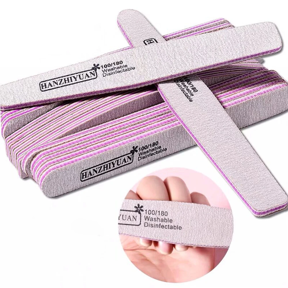 

10pcs/lot 100/180 Nail File Sanding Nail Art Sanding Buffer Files For Salon Manicure UV Gel Tips Washable Files Nail Care Tools&