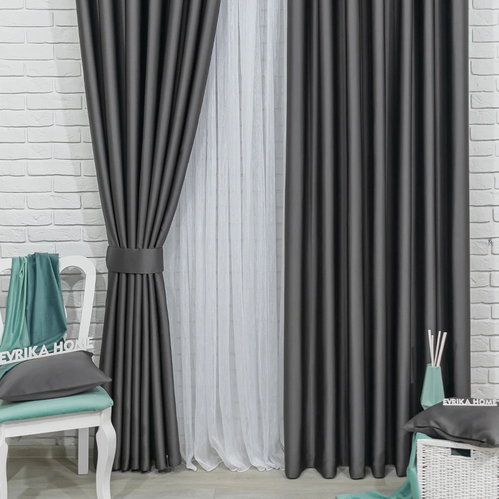 Шторы в комнату спальню гостиную зал кухню плотные блэкаут на шторной ленте