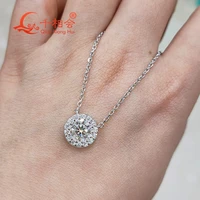 925 silver 1 2ct 7mm round necklace d vvs white moissanite pendant necklace jewelry for woman girl gift