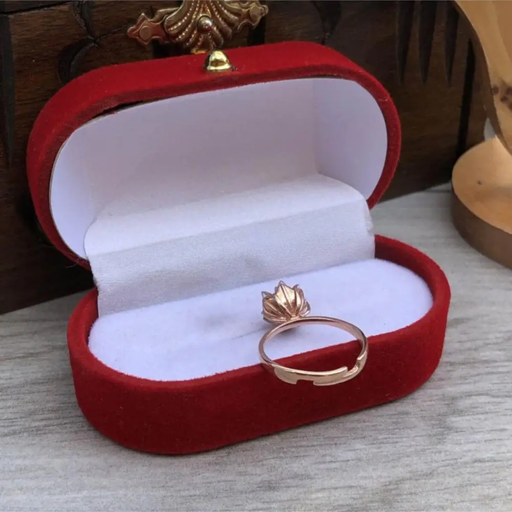 

gold lotus flower white ring sterling women gift jewelry accessory engagement fashion new girlfriend elegant stylish pretty cute