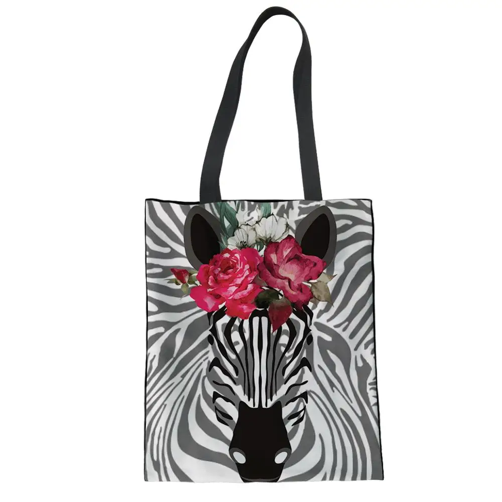 Женская сумка тоут с рисунком зебры парусиновые сумки для покупок повседневные