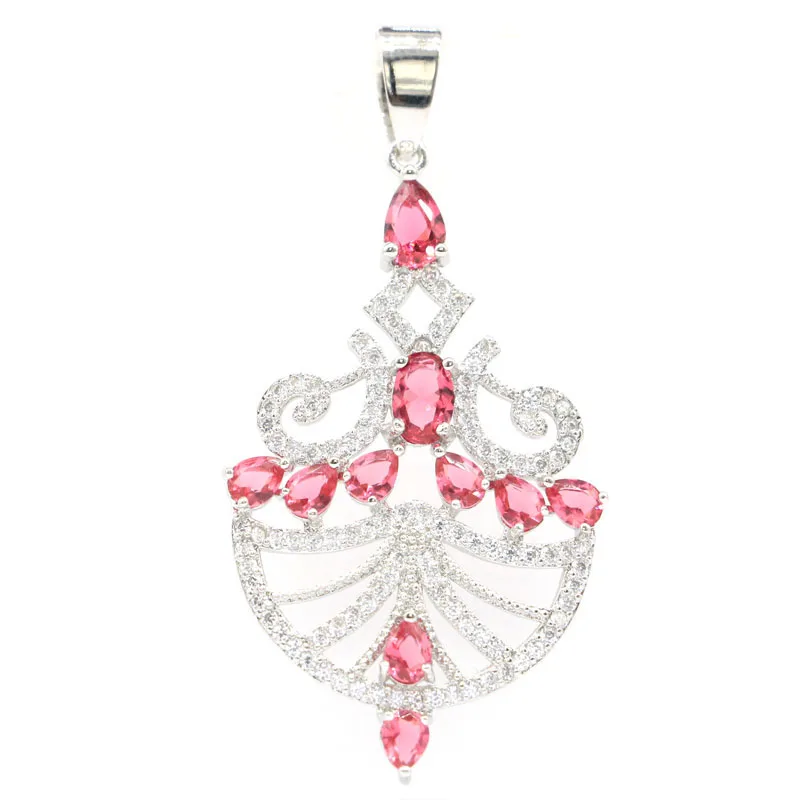 Роскошный розовый кулон SheCrown из серебра с кубическим цирконием и родолитом