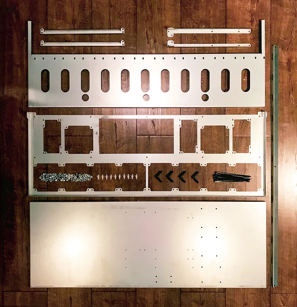 Каркас для майнинга 12 GPU карт (в 1 ряд) корпус стойка майнинг 3d рендер ферма BTC Ethereum