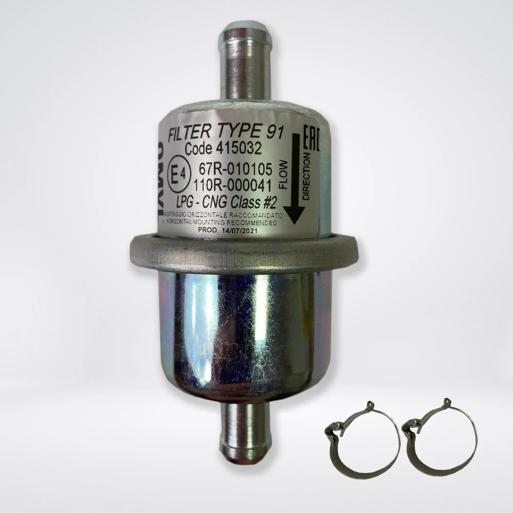 OMVL injection system gas filter with clamps | Fuel Inject. Controls &amp Parts