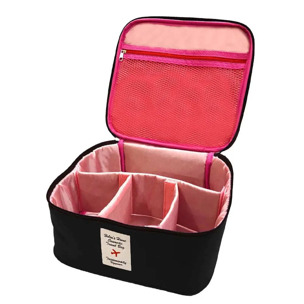 

Travel Compartment Makeup Bag Cosmetic Organizer Makeup Organizer Black