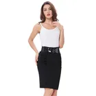 Женская деловая юбка-карандаш Kate Kasin, Офисная облегающая юбка с поясом, высокой талией и эластичным подолом