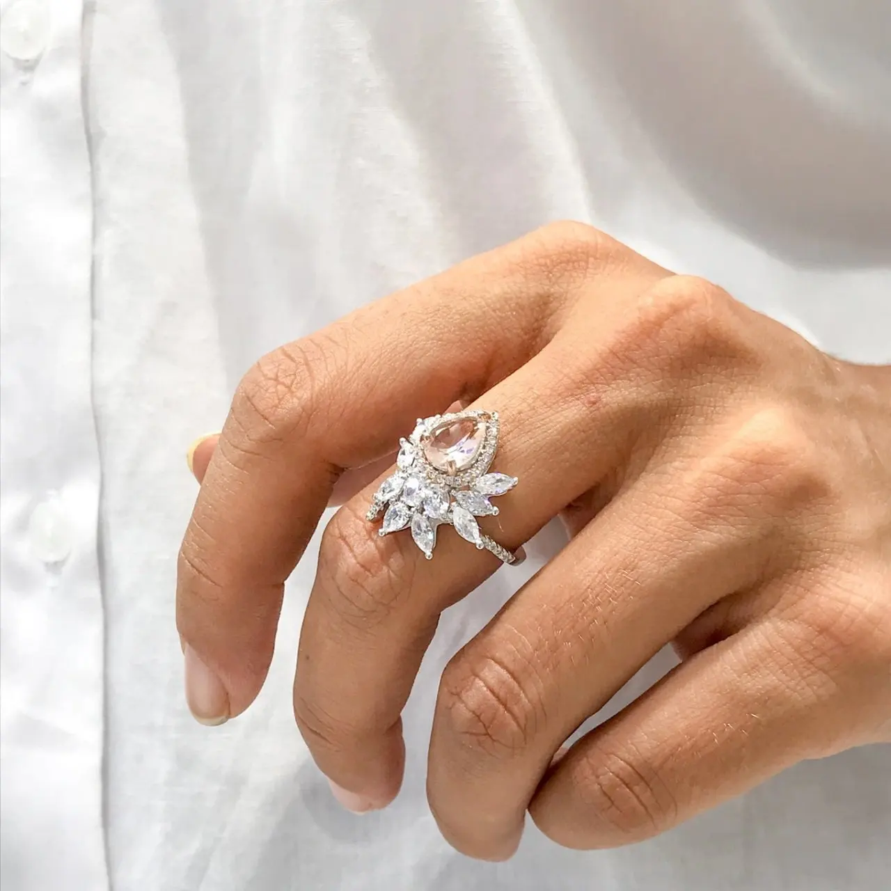 

New Pearl Cubic Zirconia a Glitzy Silver Ring
