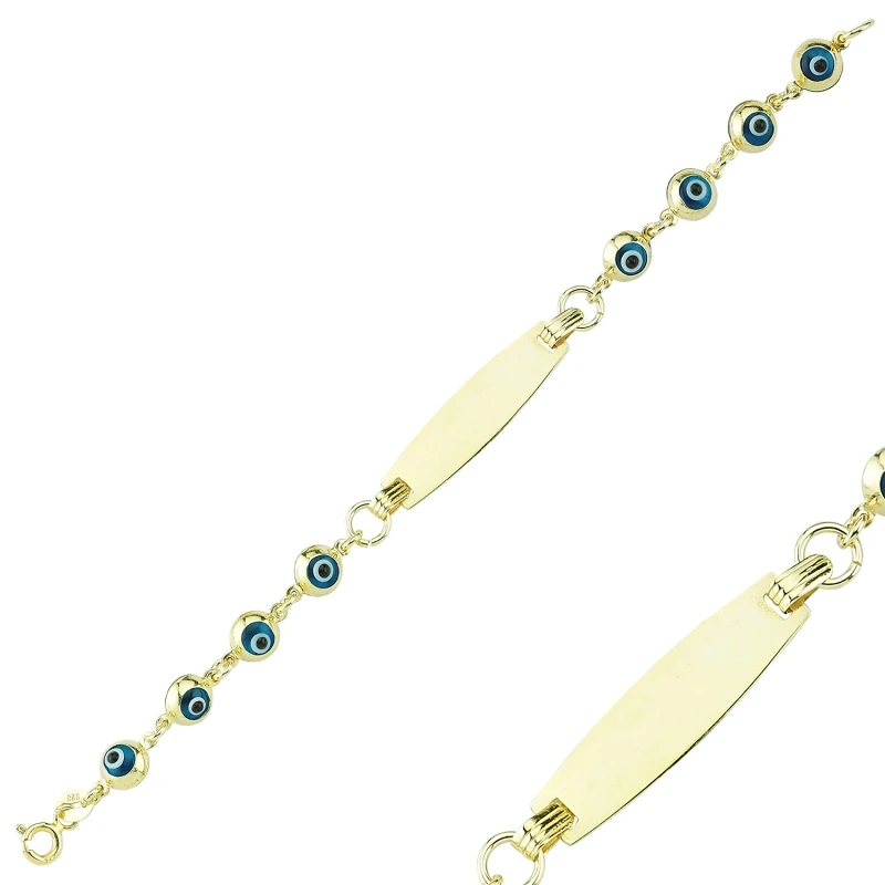 

Silver 925 Sterling Curved Plate-Eyed Baby Bracelet
