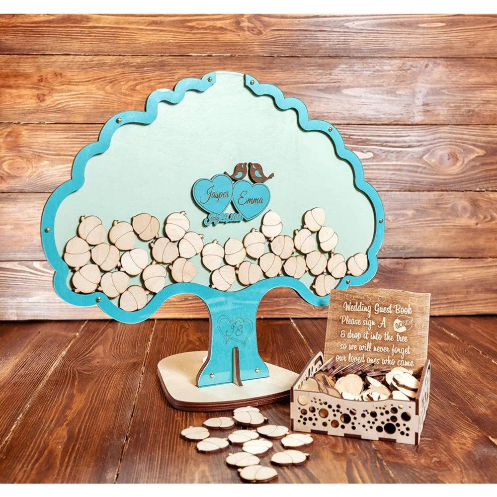 Дерево Тема любовь птицы свадебный замок Гостевая книга Свадебная коробка