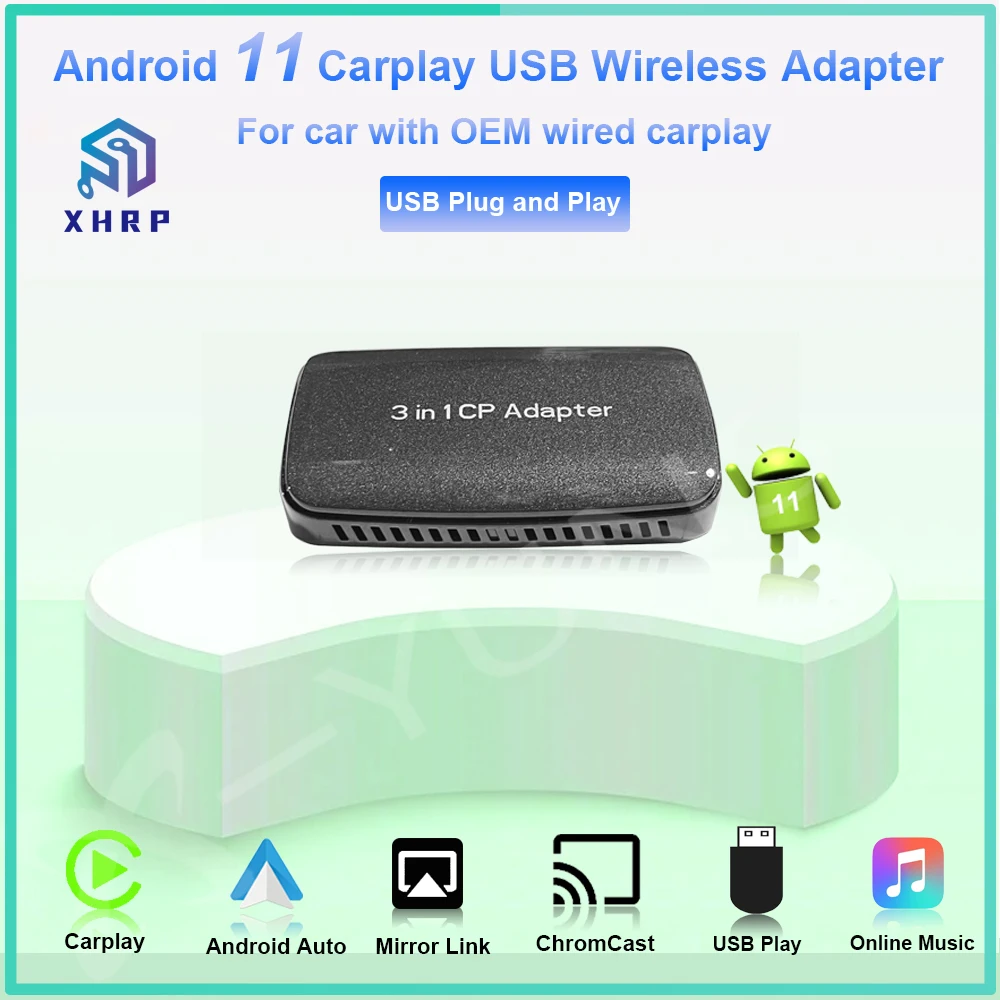 

Wireless Carplay Adapter Android Auto Dongle Android 11 Car Play Mirrorlink Pluy Play for Honda Clarity Fit HR-V Insight Passpor