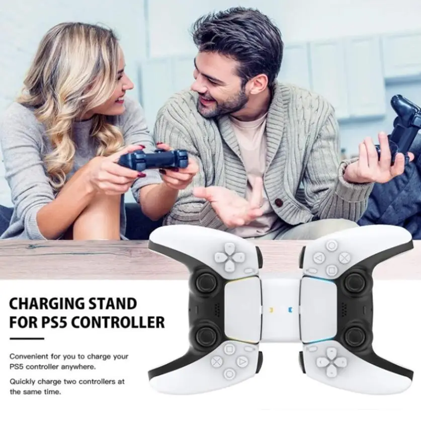 

For PS5 Wireless Game Controller Charger Dual USB Type-C Fast Charging Dock Station Stand for PlayStation 5 DualSense Accessorie