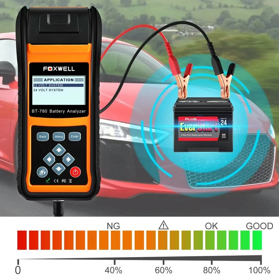 Foxwell BT780 BT-780 анализатор батареи со встроенным термопринтером