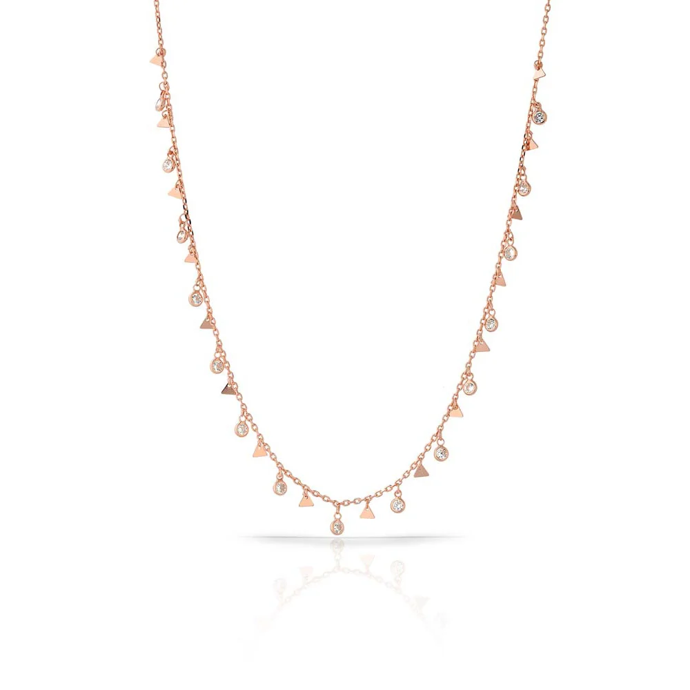 Глянцевое циркониевое ожерелье ювелирные изделия 925 пробы Серебряное розовое