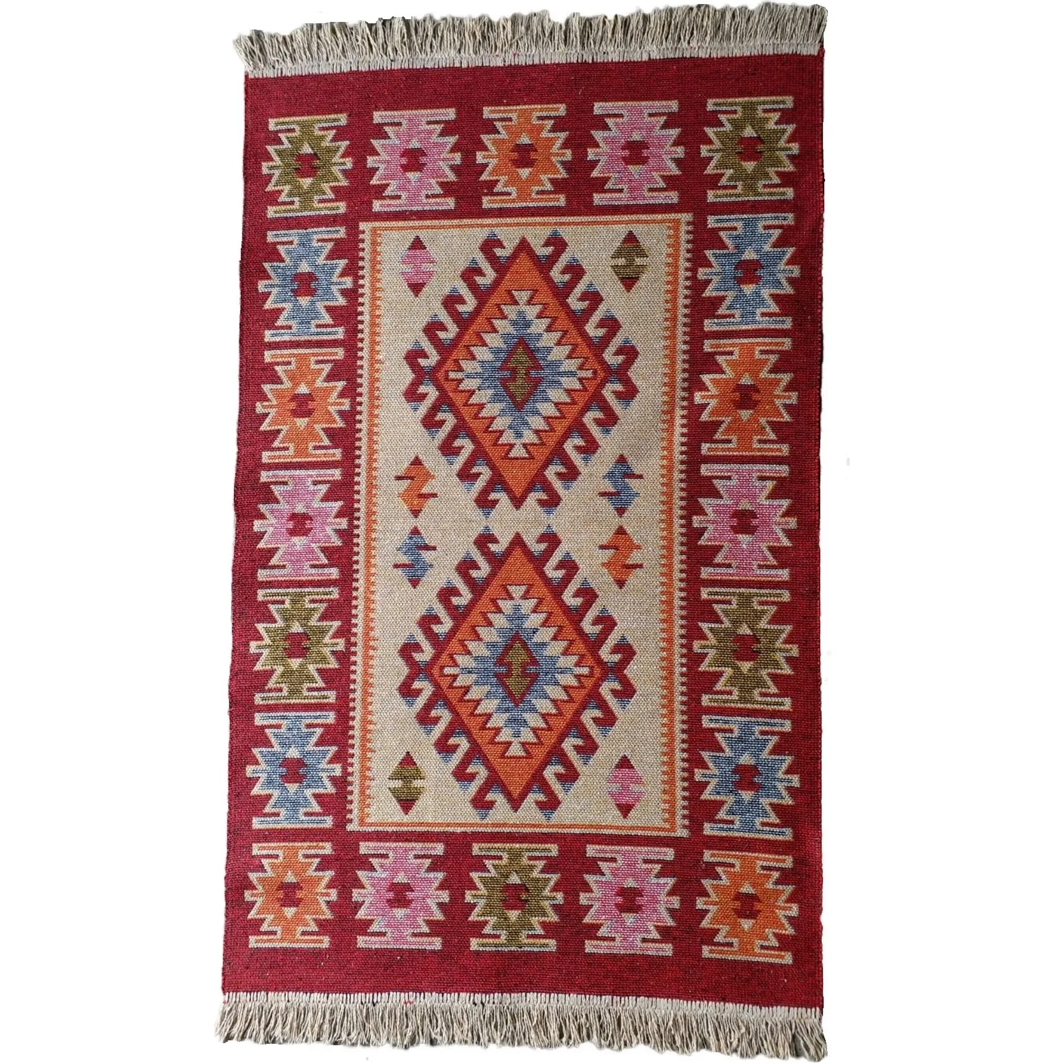 

Kırmızı Uşak Kilimi - Çift Taraflı Antik Tarz Eşme Desen Kilim Yolluk 160*250 cm