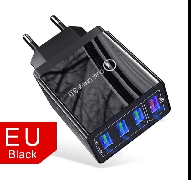 Black EU Type C 48 Вт Зарядное устройство для мобильного телефона Qualcom 3,0+ 3x3,1 A Выход+ 1 м кабель типа C. Ультра быстрое зарядное устройство. Iphone samsung - Цвет: Black EU Type C
