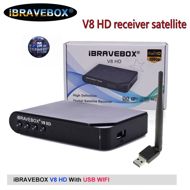 Спутниковый ресивер iBRAVEBOX V8 HD цифровой H.264 Full 1080P DVB S2 с поддержкой USB Wi Fi Youtube