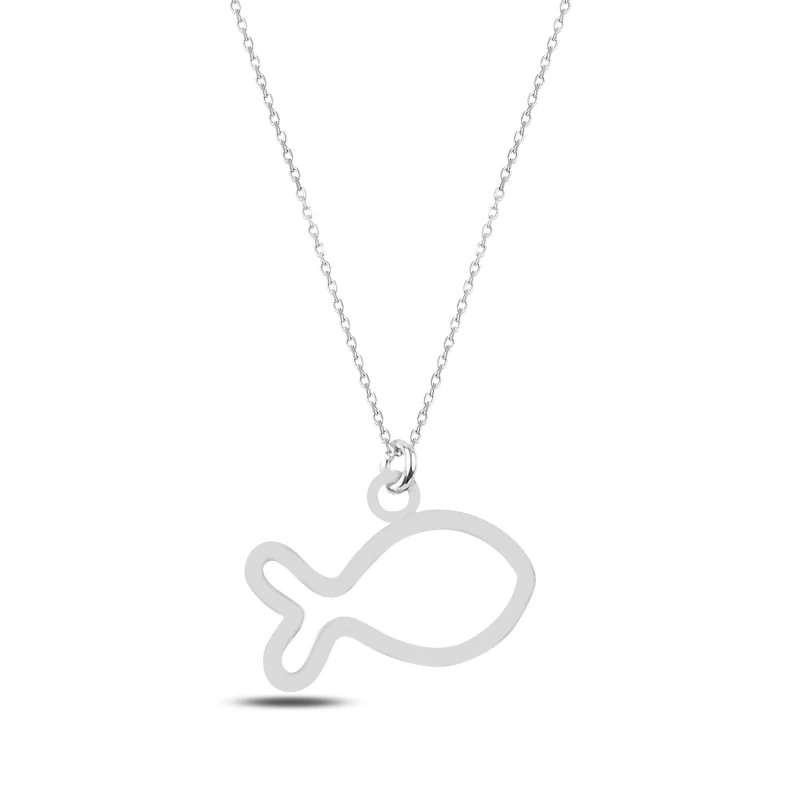 

Серебряное 925 пробы простое ожерелье с рыбкой