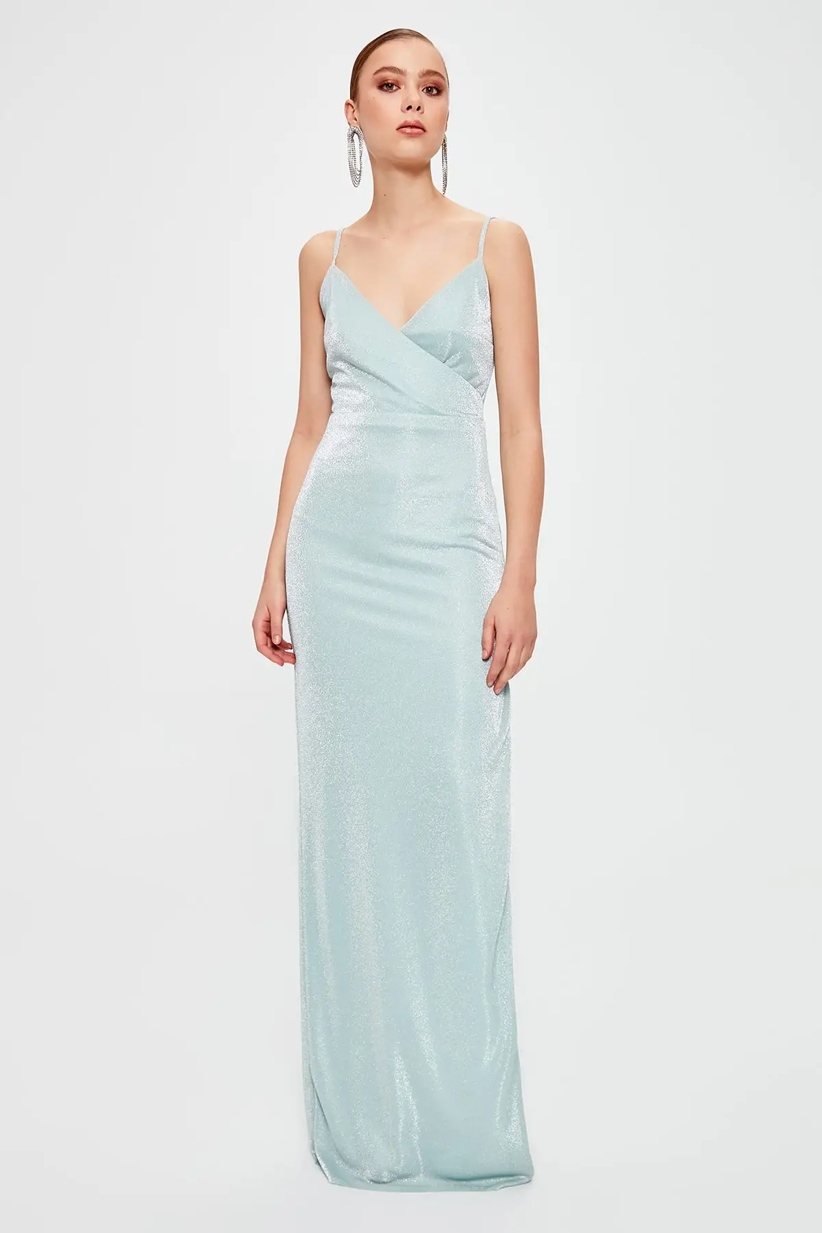 Trendyol светящееся вечернее платье с вырезом лодочкой и для выпускного