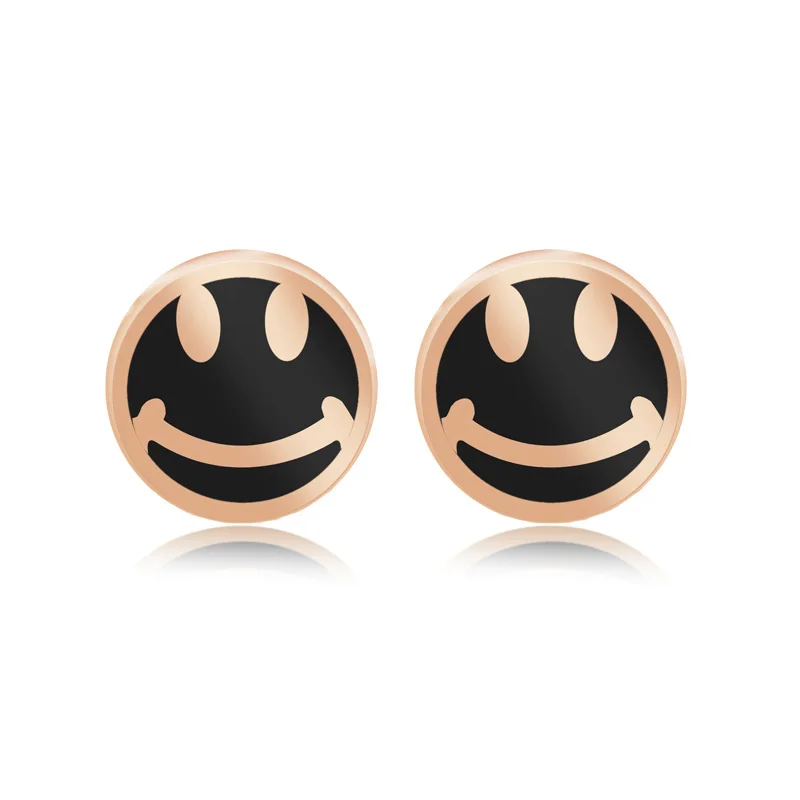 

Best 18K Rose Gold Earrings AU750 Gold Smiley Stud Earrings