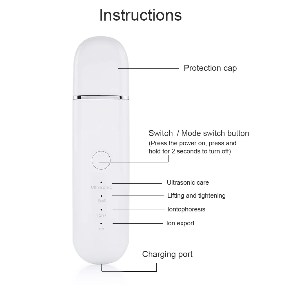 Ультразвуковой пилинг скраб для кожи лица чистка машина Лопата акне очиститель