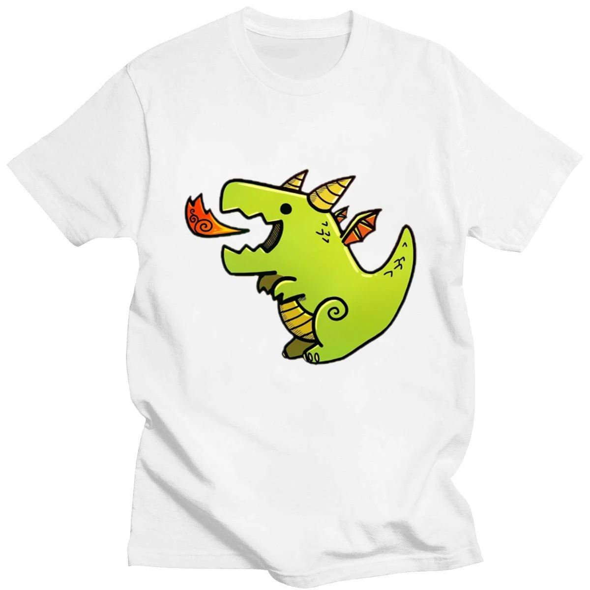 

Summer New Cute Fire Breathing Dragon Women's Print T-Shirt 100% Cotton Cool Trend Round Neck Short Sleeve Daily Top