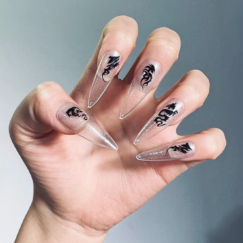

24 Pcs/Set Press on Nails New Design Almond Shape French Style Decals Artificial False Nails