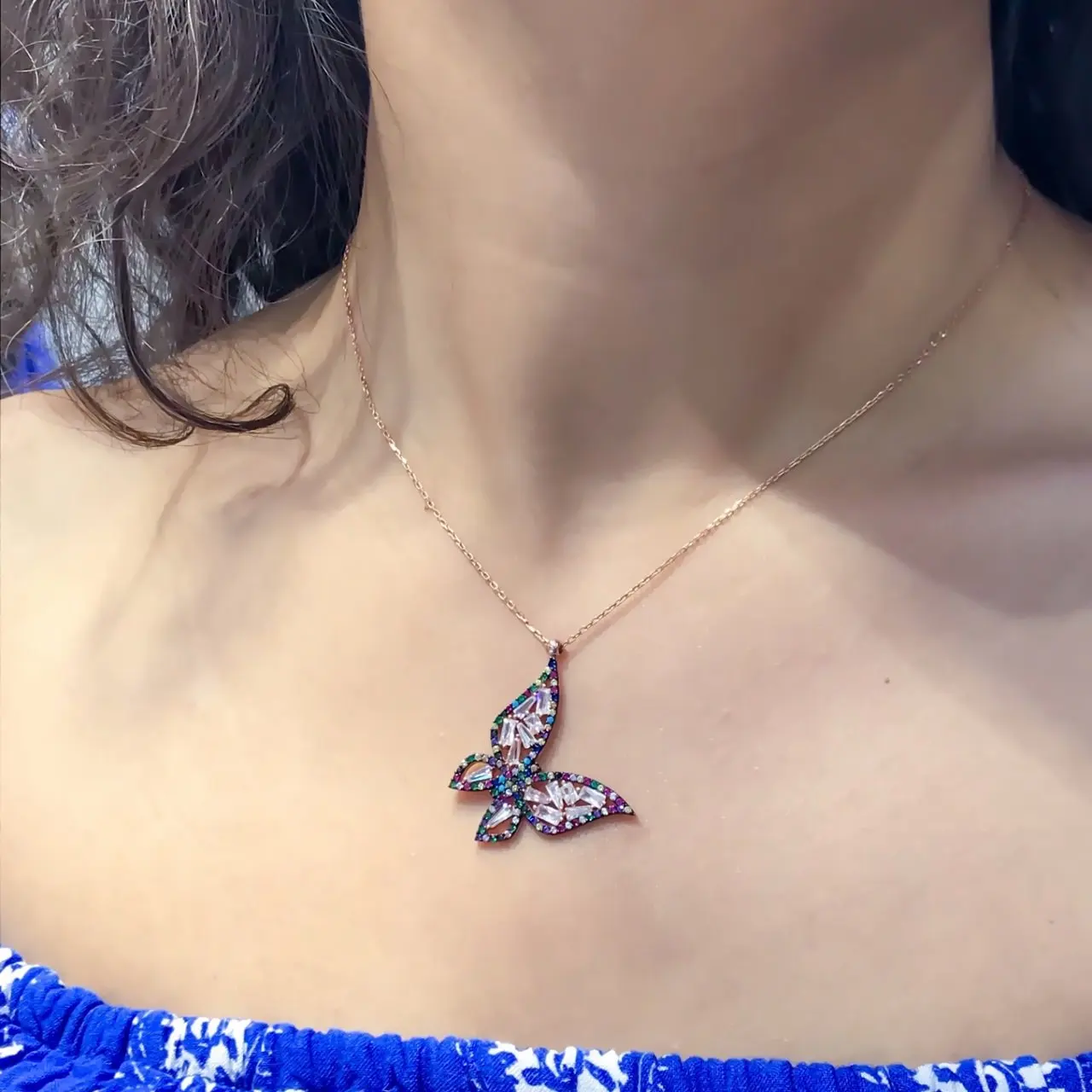 Разноцветное серебряное ожерелье-бабочка из циркониевого камня от AliExpress RU&CIS NEW