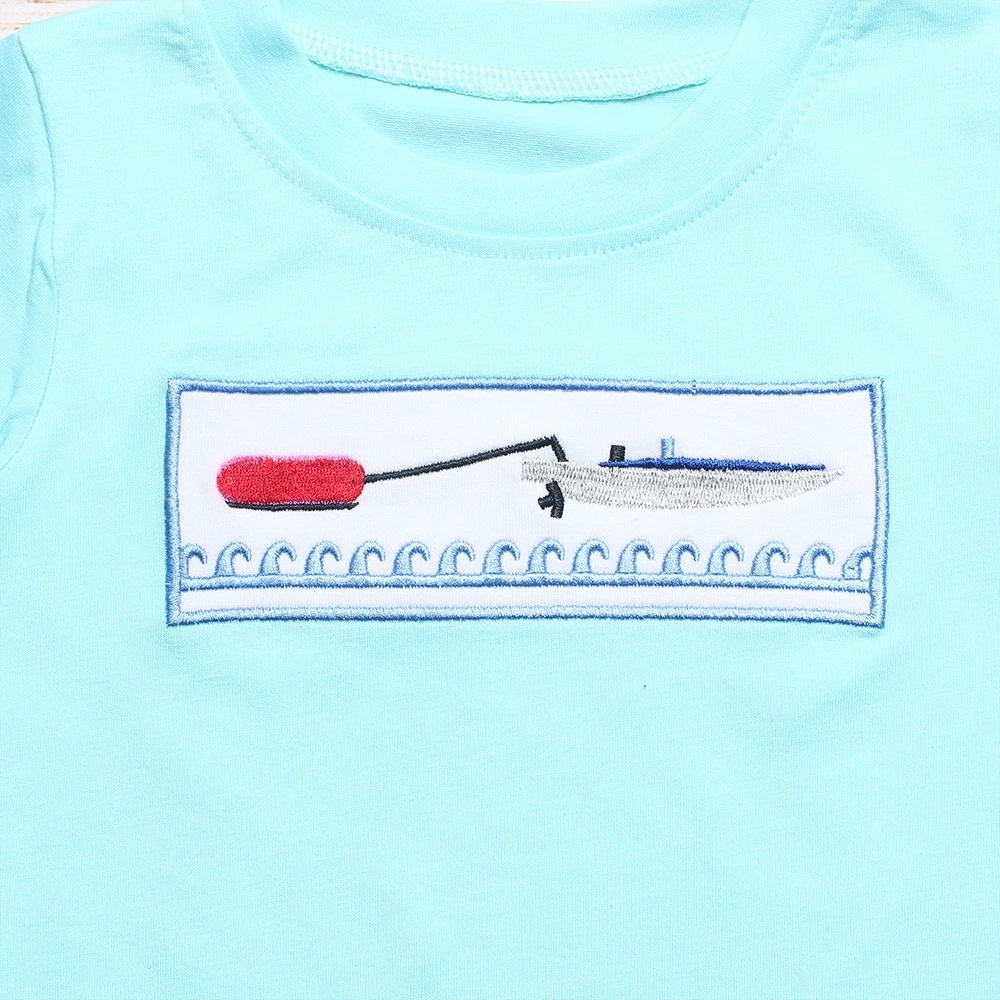 Летняя одежда синий топ с коротким рукавом и синие большие клетчатые шорты три