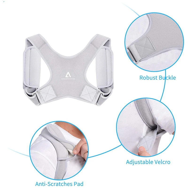 Регулируемый дышащий Корректор осанки для спины неопреновый плечевой корсет с 2