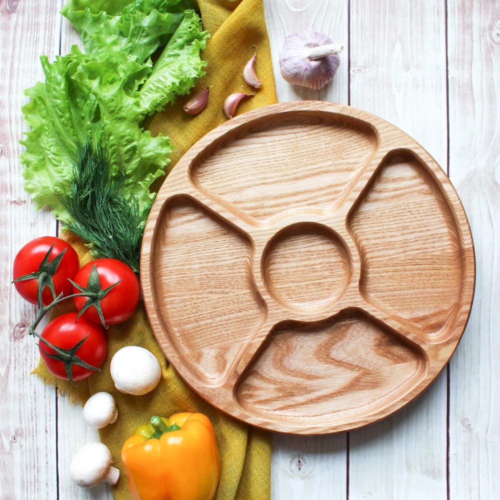 Менажница деревянная Blessed HOME / посуда для сервировки стола тарелка блюдо 27*27 | Дом