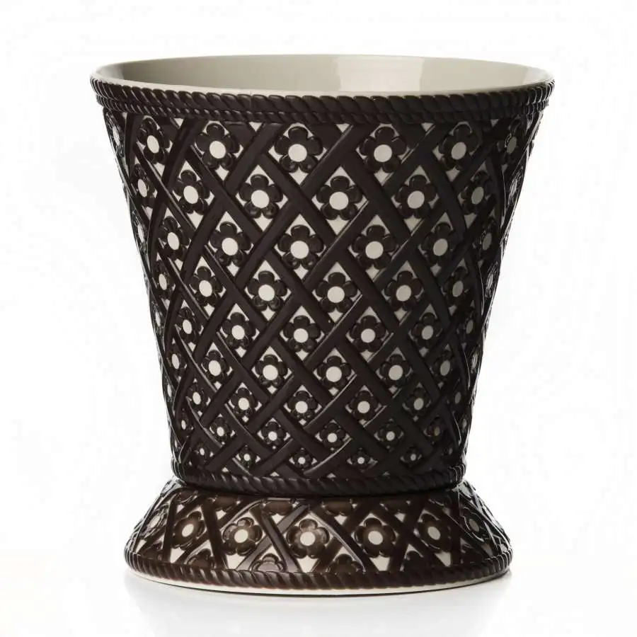 Горшок цветочный с поддоном Ривьера 2 л ( бело-зеленый ) | Дом и сад