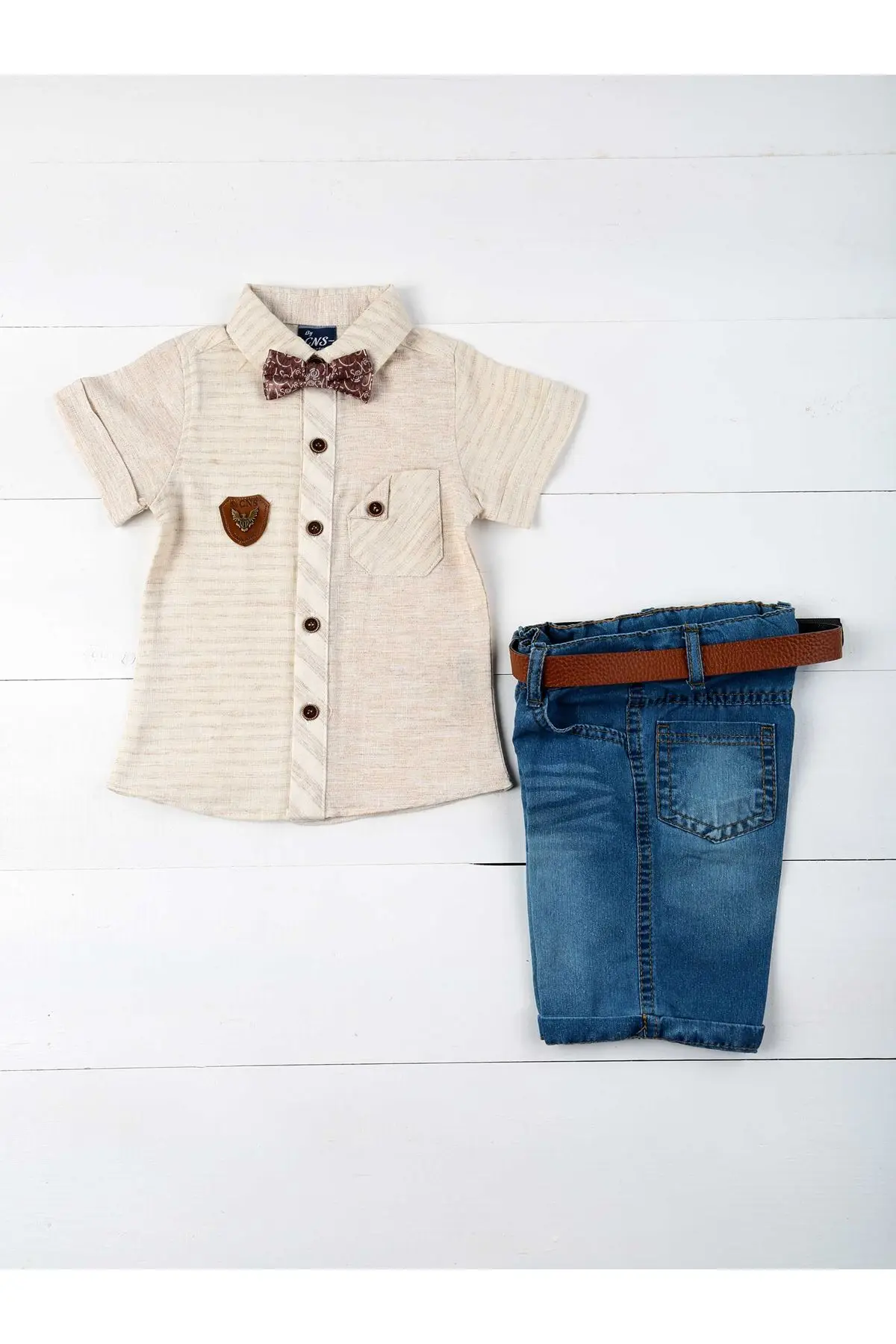 Детские шорты для мальчиков рубашка пояс и галстук-бабочка комплект из 4