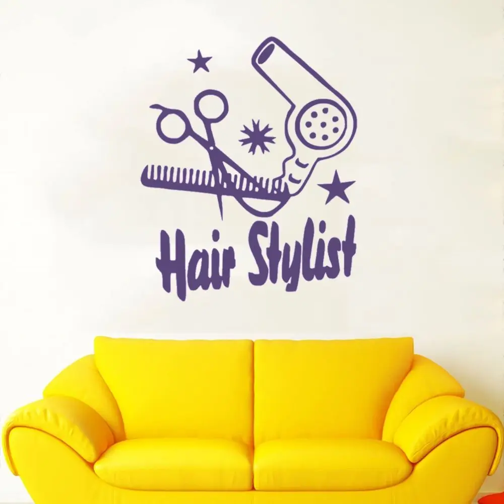 

Cute Hair Stylist Tools Cartoon Wall Decal Hair Salon Sticker Decoration Removable A003200
