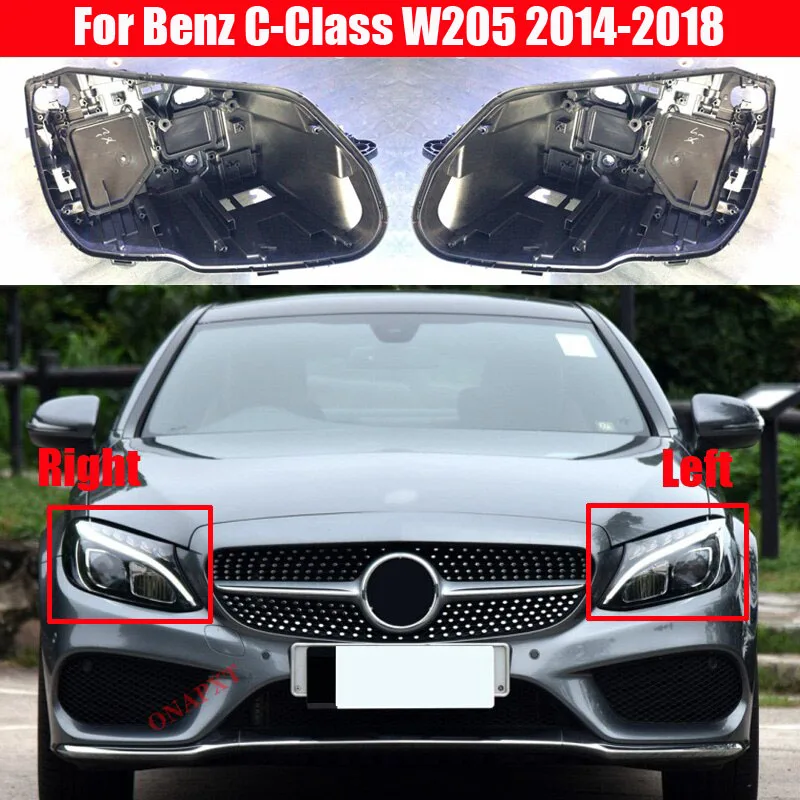 

Крышка передней фары черная основа для Mercedes-Benz C-Class W205 2014-2018 защитный чехол для задней крышки передней фары